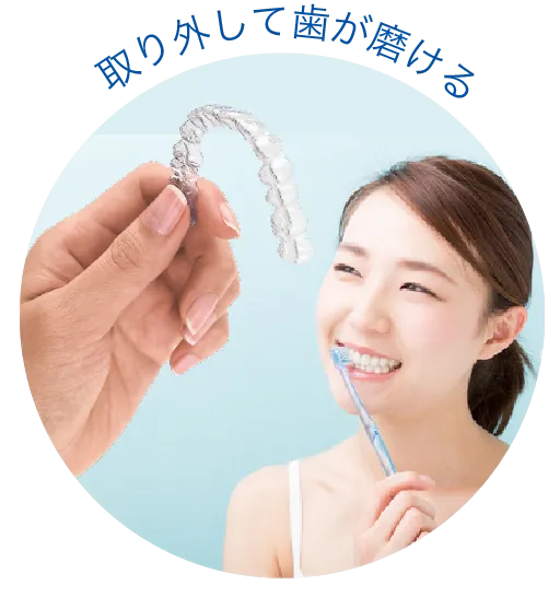 取り外して歯が磨ける